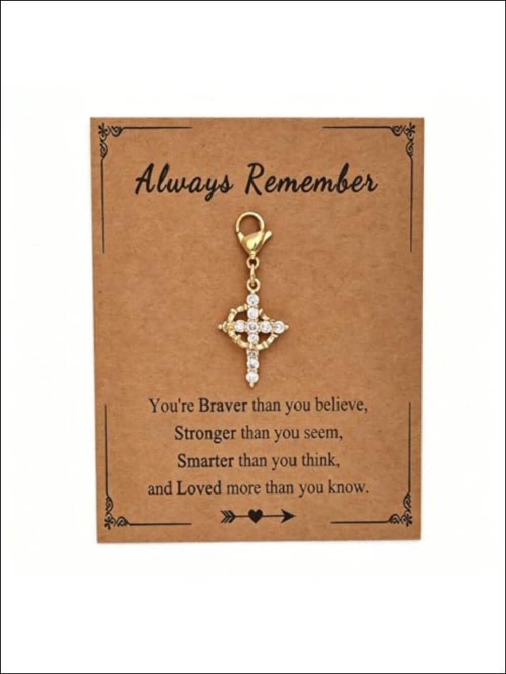 Copper CZ Crown Cross Faith Charm Lobster Clasp Clip-On Jewelry